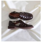 Roma Retro Womens Leather Closed Toe Hollow Out Buckle Sandal Low Heel Shoes New