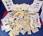 Huge Lot Of Foreign Stamps Blocks singles  New used  Letters cards  Binder Pages