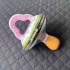 Porcelain Pacifier Trinket Box Pink Blue Hand Painted Hinged Collectible Box