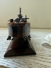 Handmade Vintage Military Model Battle Ship With Moving Parts  Wood And Copper