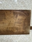 Antique 1900 s Flemish Art Pyrography Of Cats  Wooden Wall Hanging Plaque