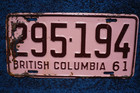 1961 British Columbia License Plate