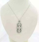 Vintage Style Lab Created Diamond Emerald Wedding Pendant 14k White Gold Finish