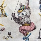 Vintage Nursery Fabric Remnant Anthropomorphic Baby Animals 100  Cotton 1 Yd