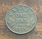 1935 Canada One Cent Penny     King George V     Circulated Canadian Coin