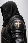 Black Hooded Knight Armor Costume Medieval Templar Wearable Larp Cosplay Steel