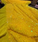 Yellow Stretch Velvet Fabric Sparkly Spandex Costumes Dancewear