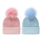 Children S Toddler Winter Warm Knitted Hat Boys Girls Hairball Striped Hats
