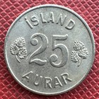 Iceland 1960 Copper-nickel 25 Aurar  High Grade  Km  11