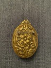 Antique Art Nouveau Victorian Brass Gold Tone Brooch Locket 2    Vintage Estate