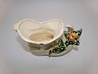 Vintage Lefton Elf Pixie Ceramic Planter Holly Berry Christmas Lustre Iridescent