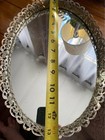 Vtg Oval Mirrored Vanity Tray 13 5  Silver Edge Perfume Jewelry Display