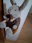 Applause Vintage Archie  Peter Rabbit  Grey Plush Stuffed Animal Suit   Bow Tie