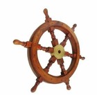 Nautical Wooden Ship Steering Wheel Pirate Decor Wood Brass Fishing Wall Boat