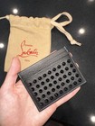 Christian Louboutin Black Studded Leather Card Holder Red Interior Men