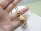 Vintage Joan Rivers Clock Egg Pendant Watch Necklace Gold Toned 24  Chain Works