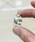 925 Sterling Silver Hammered Thick Wedding Band Ring 