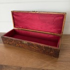 Vintage Flemish Art Pyrography Glove Box Floral Rose Burnt Wood Design Lined