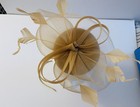 Babeyond Church Wedding Derby Fascinator  Headband Hat Golden New In Box