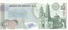 1973 Mexico Crisp Uncirculated 10 Pesos Banknote 