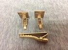 Vintage Gold Tone Christian Cross Cufflinks   Tie Bar Set