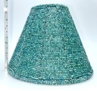 Vintage  Blue Green Glass Tea Light Small Mini Bead Lamp Shade