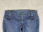 Vtg 60s 70s Bell Bottom Jeans Women   s 31x32 Blue Talon Zipper Hippie Boho Retro