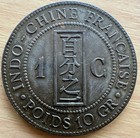 1885 A French Indochina 1 Cent Bronze Coin