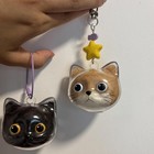 Cat Hair Storage Box Cute Clear Cat Head Pendant Memorial Keychain     