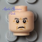 Lego Light Flesh Minifig Head - Male Grandpa Old Man Wrinkles Gray Eyebrow Hair