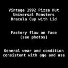 Universal Monsters Dracula Cup W Lid Vintage 1992 Pizza Hut Promo Advertising