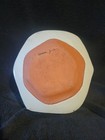Studio Pottery Redware Shallow Decorative Bowl Abstract Flower Design White And