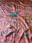 Vtg 1930s Art Deco Butterfly Silk Shawl Large Novelty Block Print Antique 60x42   
