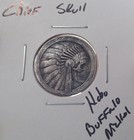 Hobo Indian Head Chief Skull Made From A Real Buffalo Nickel Signed