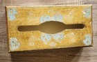 Florentine Vintage Wood Gold light Blue Rectangle Hinged Tissue Box Cover Holder