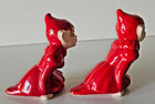 Vintage Gilner Pixie Elf 3    Figurine Red Christmas Kneeling Girl Pottery 2pc Set
