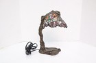 E  Thomasson Bronze   Stained Glass Art Nouveau Lamp Greek Nymph Daphne 12 