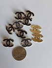 Lot Of 10 20mm Designer Stamped Chanel Button Gold Tone 