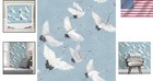 Elegant Halcyon Blue Peel   Stick Wallpaper With Crane Design - 20 5   X 216  