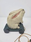 Vintage Wooden Carved Painted Bunny Rabbit Pull Toy Folk Art Whimsical