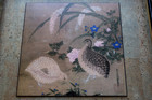 Vintage Chinese Bird Quail Raised Print On Board Glass Gold Framed 18 5  X 18 5 