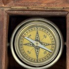 Vintage Ship Compass In Wood Box 