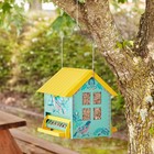  Bird Ogee Metal Squirrel Proof Hopper Bird Feeder 5 5qt   Teal Yellow