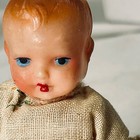 Vintage 4  Italian Celluloid Baby Doll W  Cloth Outfit - Handmade Details   Wear