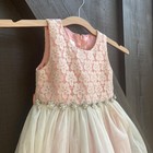 American Princess Dress Girls 2t Pink Ivory Lace Tulle Beaded Flower Girl Party