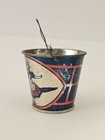 Antique Tin Litho Sea Side Shepherd Sand Pail W  Wire Bail Handle  Early 1900 s