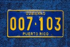 1966 Puerto Rico Gobierno License Plate   007 - 103  Nice Original