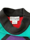Vtg 80s Bloomingdale s Bolds Colors Geometric Sweater Sz Small Purple Embroidery