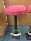    vintage     set Of 2  Cast Iron Industrial Diner Stools With Floral Pattern Seat