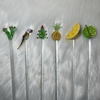 Vintage Cocktail Swizzle Sticks Hand Blown Glass Drink  Barware Party Set Of 6